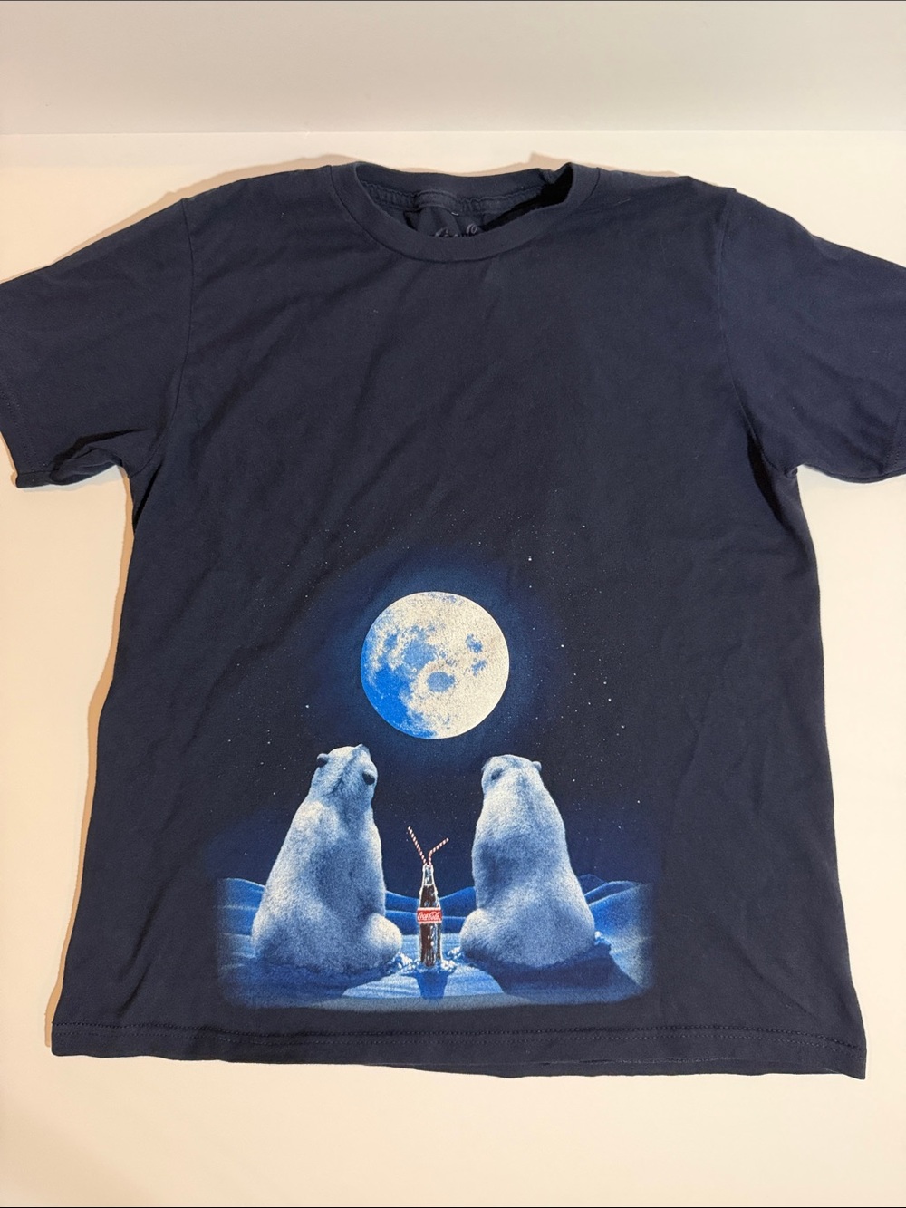 Navy Graphic Tee with Coca-Cola Polar Bears & Moon